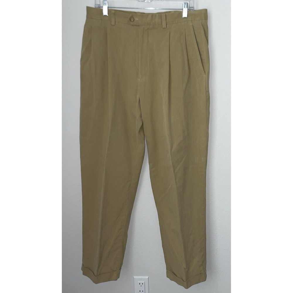 John‎ W. Nordstrom Mens Dress Pants 34X32 Khaki Pleated Front